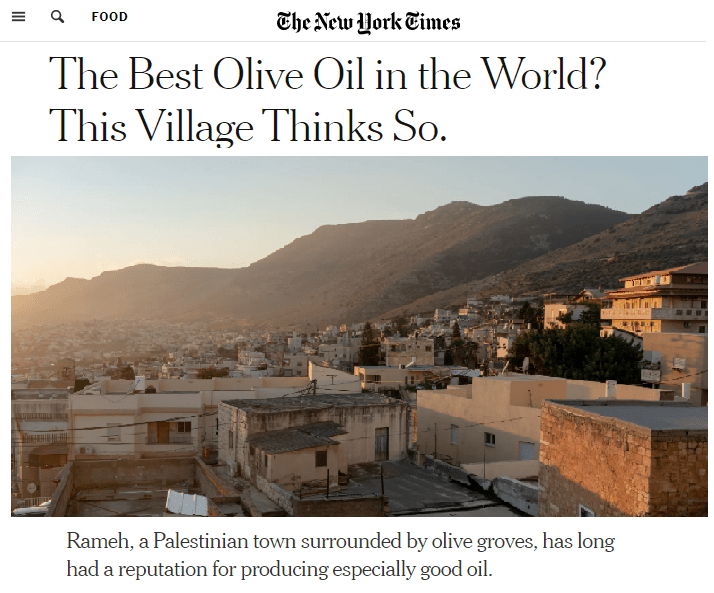 NYT Best Olive Oil in The World Rameh Palestinian town